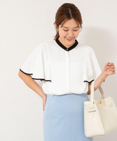 セール】バックサテンフレアスリーブブラウス（シャツ/ブラウス