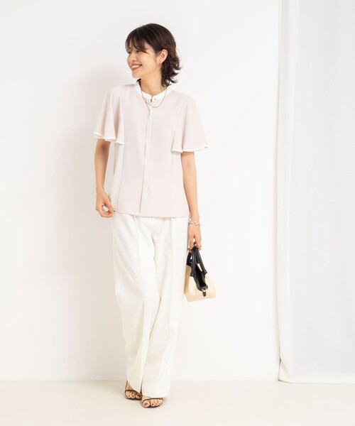 セール】バックサテンフレアスリーブブラウス（シャツ/ブラウス