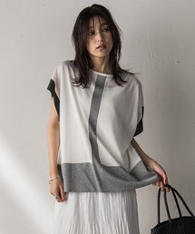 配色センターラインニットプルオーバー≪手洗い可能≫