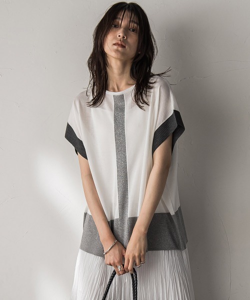 MAYSON GREY(メイソングレイ)の「配色センターラインニットプルオーバー≪手洗い可能≫(ニット/セーター・レディース・レッド系その他/ブルー系その他/ホワイト系その他/ベージュ系その他・M)」の10枚目の写真
