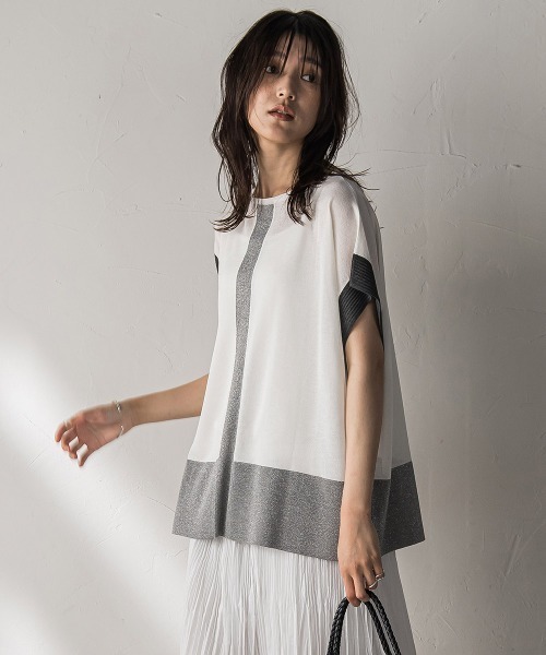 MAYSON GREY(メイソングレイ)の「配色センターラインニットプルオーバー≪手洗い可能≫(ニット/セーター・レディース・レッド系その他/ブルー系その他/ホワイト系その他/ベージュ系その他・M)」の11枚目の写真