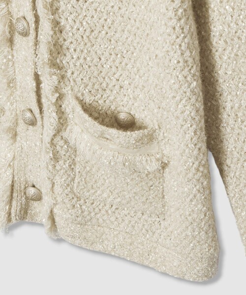 スーパービューティー♡スパンコールボアニット×ボッブル編ニットジャケット スーパービューティースパンコールボアニット×ボッブル編ニットジャケット