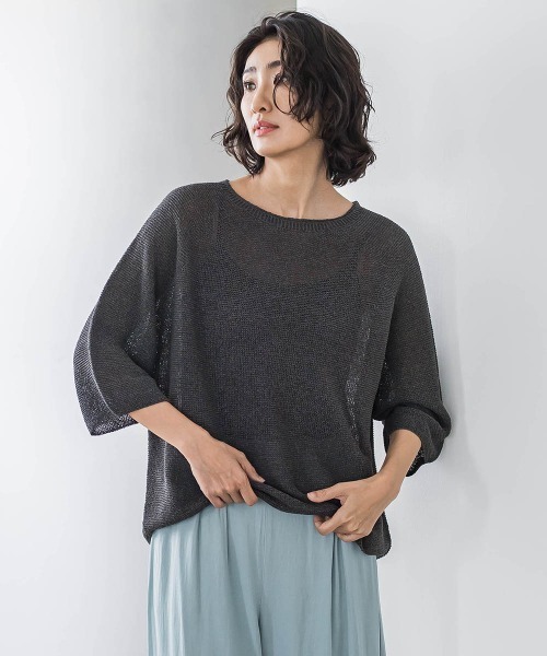 la.f…(ラエフ)の「メッシュニット≪手洗い可能≫(ニット/セーター・レディース・グリーン/チャコールグレー/ベージュ・9号)」の9枚目の写真