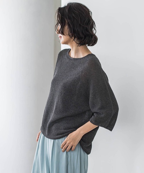 la.f…(ラエフ)の「メッシュニット≪手洗い可能≫(ニット/セーター・レディース・グリーン/チャコールグレー/ベージュ・9号)」の8枚目の写真