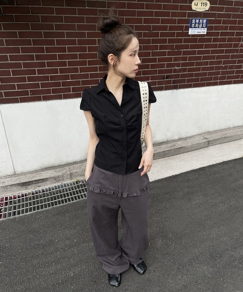 【イエナラブークル】リネンフリルサロペット ワイドパンツ 36 黒 人気完売品 IENA LA BOUCLE リネンフリルサロペット36｜Yahoo!フリマ（旧