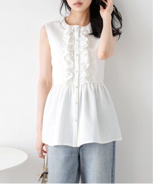 AMELY(エミリー)の「ペプラムノースリーブブラウス(シャツ/ブラウス・レディース・ホワイト/ブラック・フリー)」の20枚目の写真