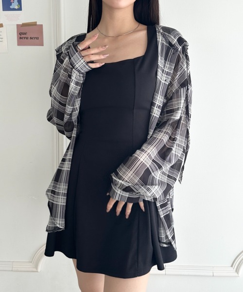 wears(ウェアーズ)の「フード付きオーバーシアーチェックシャツ(シャツ/ブラウス・レディース・ホワイト/ブラック・FREE)」の7枚目の写真