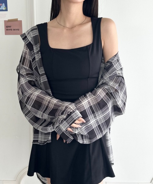 wears(ウェアーズ)の「フード付きオーバーシアーチェックシャツ(シャツ/ブラウス・レディース・ホワイト/ブラック・FREE)」の10枚目の写真