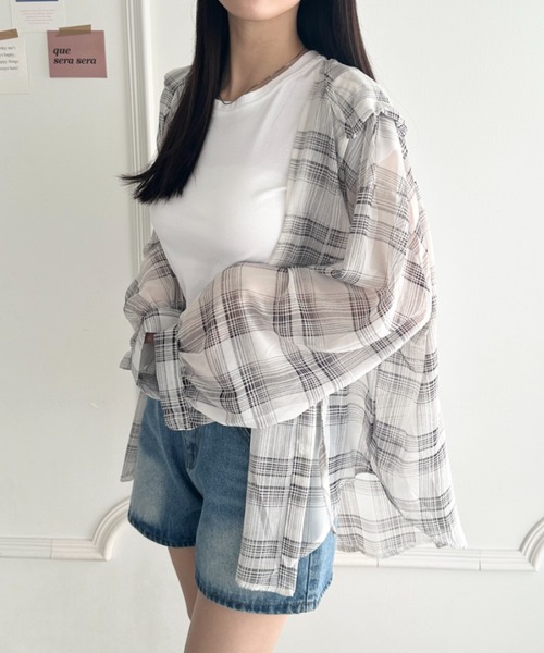 wears(ウェアーズ)の「フード付きオーバーシアーチェックシャツ(シャツ/ブラウス・レディース・ホワイト/ブラック・FREE)」の15枚目の写真