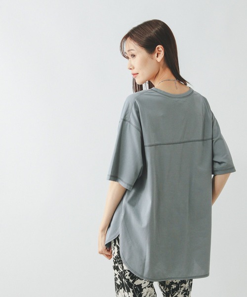 GLOBAL WORK（グローバルワーク）の「フローズンTラウンドチュニック/498386（Tシャツ/カットソー・レディース・ブラック/グリーン/ピンク/ベージュ/オフホワイト・LARGE/MEDIUM）」の4枚目の写真