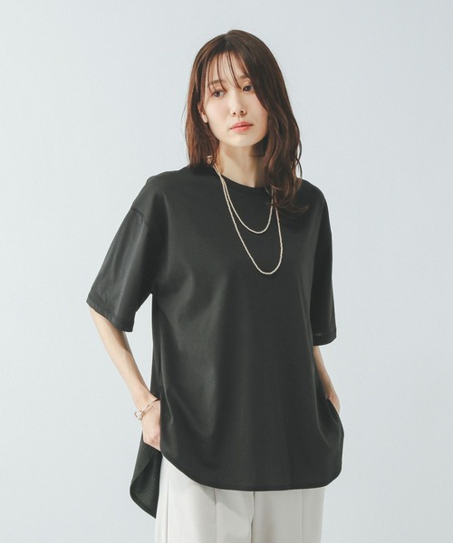 GLOBAL WORK（グローバルワーク）の「フローズンTラウンドチュニック/498386（Tシャツ/カットソー・レディース・ブラック/グリーン/ピンク/ベージュ/オフホワイト・LARGE/MEDIUM）」の6枚目の写真