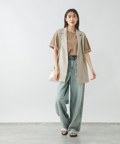 GLOBAL WORK（グローバルワーク）の「フローズンTラウンドチュニック/498386（Tシャツ/カットソー・レディース・ブラック/グリーン/ピンク/ベージュ/オフホワイト・LARGE/MEDIUM）」の8枚目の写真