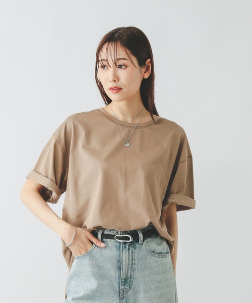 GLOBAL WORK（グローバルワーク）の「フローズンTラウンドチュニック/498386（Tシャツ/カットソー・レディース・ブラック/グリーン/ピンク/ベージュ/オフホワイト・LARGE/MEDIUM）」の10枚目の写真