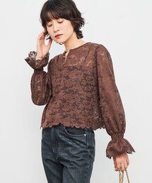 ほぼ新品　23SS NOLLEY'S 長袖 カジュアル レース付きブラウス ほぼ新品 23SS NOLLEY'S 長袖 カジュアル レース付きブラウス