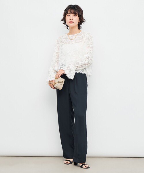 NOLLEY’S(ノーリーズ)の「ウォッシャブルレース2WAYブラウス(シャツ/ブラウス・レディース・ブラウン/ホワイト・38)」の3枚目の写真