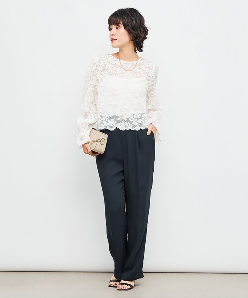NOLLEY’S(ノーリーズ)の「ウォッシャブルレース2WAYブラウス(シャツ/ブラウス・レディース・ブラウン/ホワイト・38)」の4枚目の写真