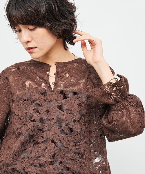 NOLLEY’S(ノーリーズ)の「ウォッシャブルレース2WAYブラウス(シャツ/ブラウス・レディース・ブラウン/ホワイト・38)」の21枚目の写真