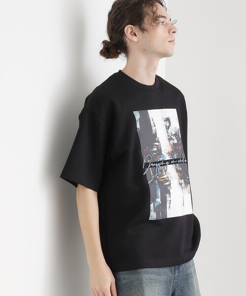 tk.TAKEO KIKUCHI（ティーケータケオキクチ）の「アーバングラフィックブラシ刺繍Tシャツ（Tシャツ/カットソー・メンズ・ブラック/オリーブ/ホワイト・03/02）」の10枚目の写真