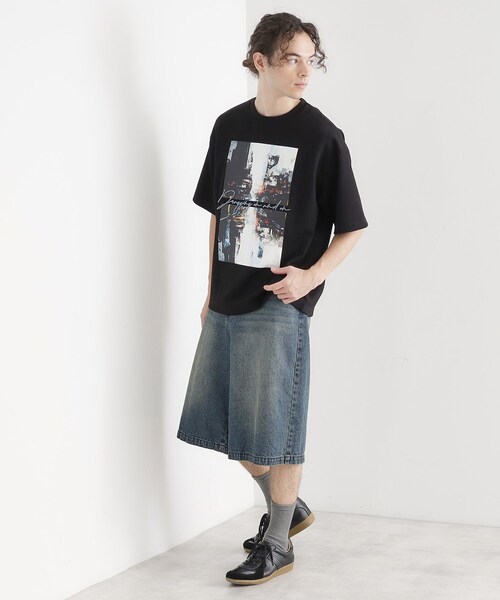 tk.TAKEO KIKUCHI（ティーケータケオキクチ）の「アーバングラフィックブラシ刺繍Tシャツ（Tシャツ/カットソー・メンズ・ブラック/オリーブ/ホワイト・03/02）」の12枚目の写真