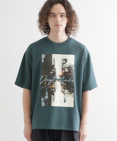 tk.TAKEO KIKUCHI（ティーケータケオキクチ）の「アーバングラフィックブラシ刺繍Tシャツ（Tシャツ/カットソー・メンズ・ブラック/オリーブ/ホワイト・03/02）」の20枚目の写真