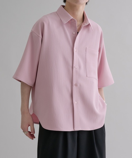 NOBLE　美品　イージーケアルーズドレープシャツ　ピンク　フリーサイズ　日本製 NOBLE イージーケアルーズドレープシャツ 追加》イージーケアルーズ