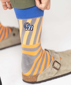 GYM刺繍ストライプボーダーソックス