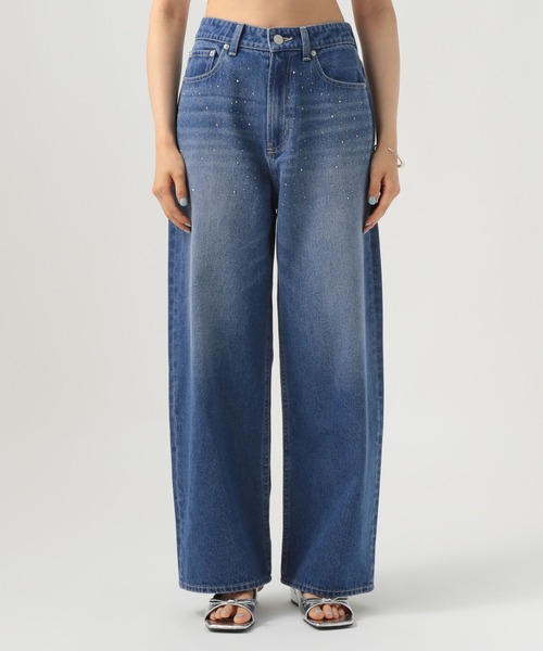 BAYFLOW（ベイフロー）の「[後ろゴム仕様でノンストレス]ビジューデニムパンツ（デニムパンツ・レディース・ブラック/インディゴブルー・SMALL/MEDIUM）」の18枚目の写真