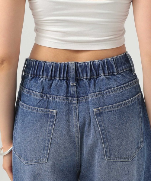 BAYFLOW（ベイフロー）の「[後ろゴム仕様でノンストレス]ビジューデニムパンツ（デニムパンツ・レディース・ブラック/インディゴブルー・SMALL/MEDIUM）」の6枚目の写真