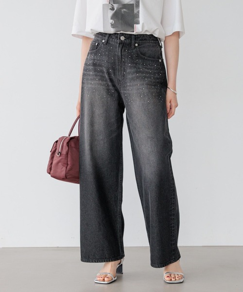 BAYFLOW（ベイフロー）の「[後ろゴム仕様でノンストレス]ビジューデニムパンツ（デニムパンツ・レディース・ブラック/インディゴブルー・SMALL/MEDIUM）」の21枚目の写真