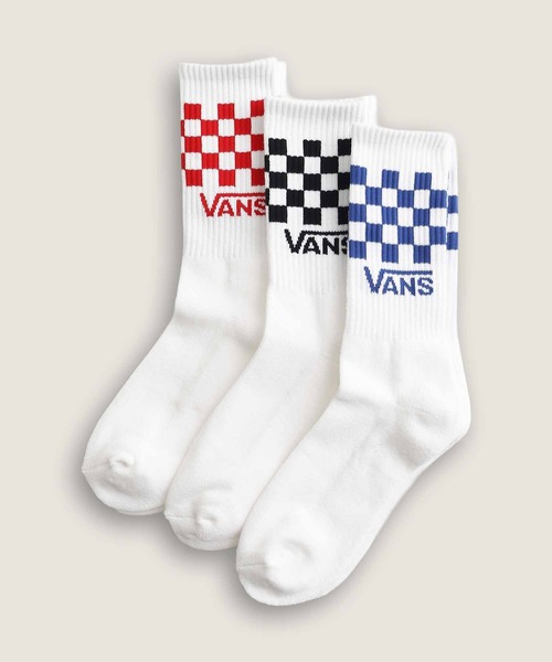 VANS(バンズ)の「クラシックチェック クルーソックス(3足)(ソックス/靴下・メンズ・ホワイト・MEDIUM/LARGE)」の1枚目の写真