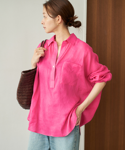 plage ラミーリヨセルワイドシャツ　長袖ブラウス　2024ss plage ラミーリヨセルワイドシャツ 長袖ブラウス 2024ss - メルカリ