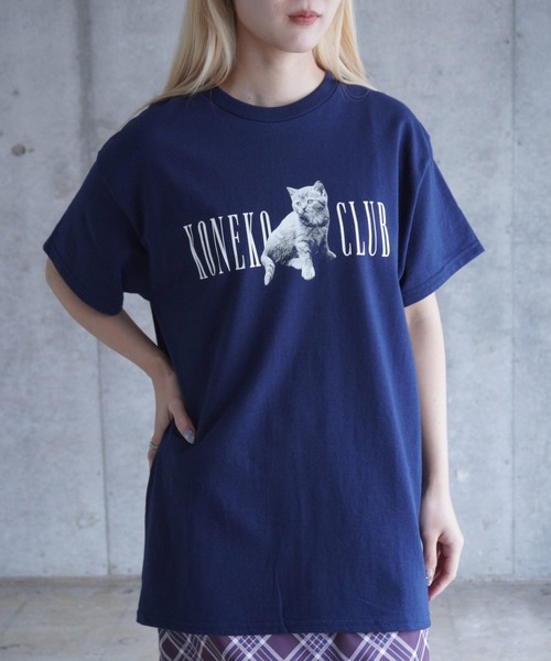 AKISHIKA design(アキシカデザイン)の「KNK CLUB T-SHIRTS(Tシャツ/カットソー・メンズ・ネイビー・L/M)」の1枚目の写真