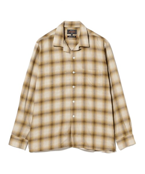 BEAMS PLUS（ビームスプラス）の「オンブレ チェック オープンカラー シャツ（シャツ/ブラウス・メンズ・ブラウン/ブルー・XL/L/M/S）」の6枚目の写真