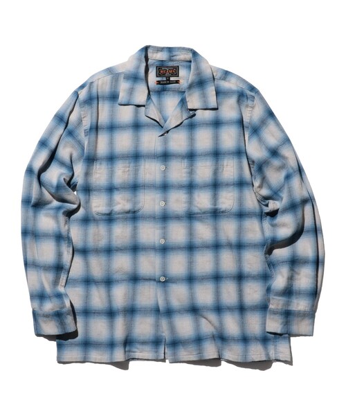 BEAMS PLUS（ビームスプラス）の「オンブレ チェック オープンカラー シャツ（シャツ/ブラウス・メンズ・ブラウン/ブルー・XL/L/M/S）」の4枚目の写真