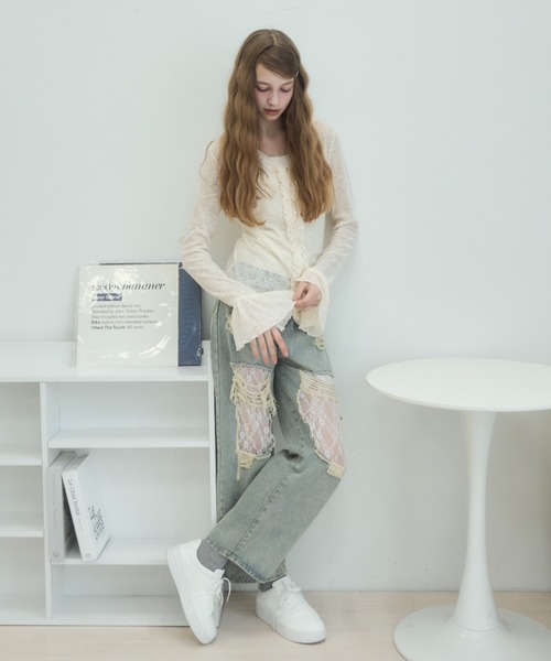 Birthday room（バースデイルーム）の「シアーワッフルフリルカーディガン/sheer waffle frill cardigan（カーディガン/ボレロ・レディース・オフホワイト/グレー/ブラック・FREE）」の12枚目の写真