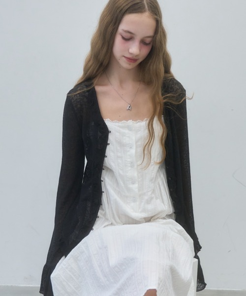 Birthday room（バースデイルーム）の「シアーワッフルフリルカーディガン/sheer waffle frill cardigan（カーディガン/ボレロ・レディース・オフホワイト/グレー/ブラック・FREE）」の17枚目の写真