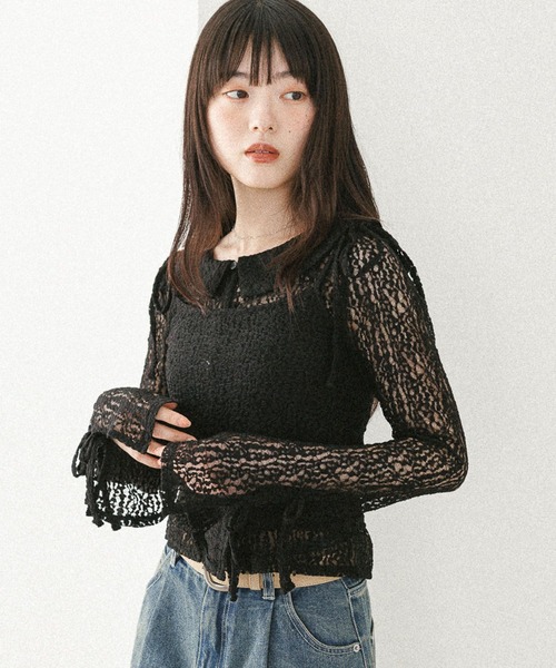 Heather（ヘザー）の「レースカーディガン/ビスチェ2P　581504（カーディガン/ボレロ・レディース・ブラック/アイボリー・FREE）」の2枚目の写真