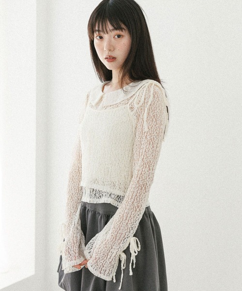Heather（ヘザー）の「レースカーディガン/ビスチェ2P　581504（カーディガン/ボレロ・レディース・ブラック/アイボリー・FREE）」の3枚目の写真