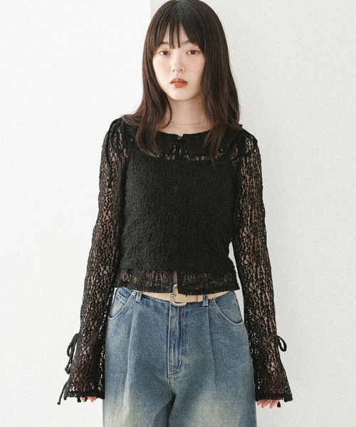 Heather（ヘザー）の「レースカーディガン/ビスチェ2P　581504（カーディガン/ボレロ・レディース・ブラック/アイボリー・FREE）」の11枚目の写真