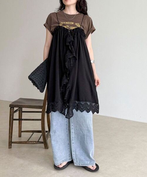 fredy emue（フレディエミュ）の「2ＷAYレイヤードキャミワンピース（ワンピース・レディース・オフホワイト/ブラック・38）」の12枚目の写真