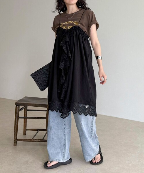 fredy emue（フレディエミュ）の「2ＷAYレイヤードキャミワンピース（ワンピース・レディース・オフホワイト/ブラック・38）」の13枚目の写真