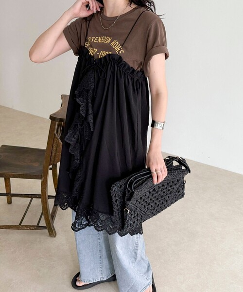 fredy emue（フレディエミュ）の「2ＷAYレイヤードキャミワンピース（ワンピース・レディース・オフホワイト/ブラック・38）」の8枚目の写真