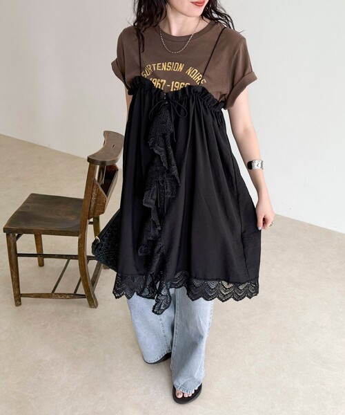 fredy emue（フレディエミュ）の「2ＷAYレイヤードキャミワンピース（ワンピース・レディース・オフホワイト/ブラック・38）」の11枚目の写真