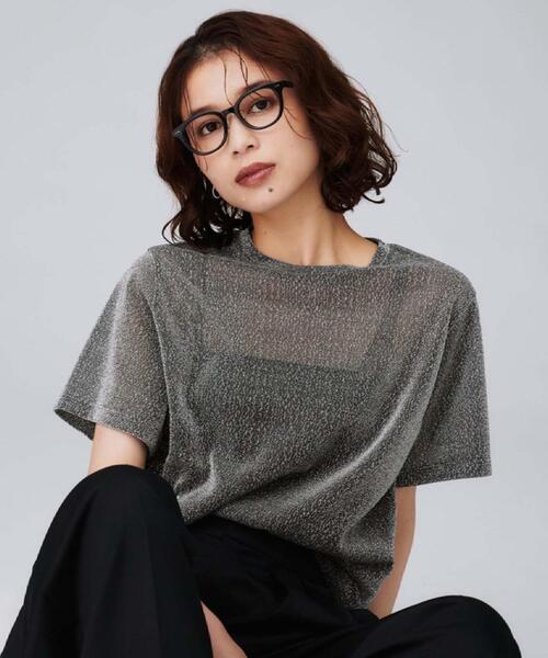 UNTITLED(アンタイトル)の「【洗える】ラメシアーTシャツ(Tシャツ/カットソー・レディース・ライトグレー/グレー/ブラック・48/44/04/02/00)」の3枚目の写真