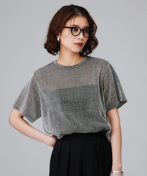 UNTITLED(アンタイトル)の「【洗える】ラメシアーTシャツ(Tシャツ/カットソー・レディース・ライトグレー/グレー/ブラック・48/44/04/02/00)」の6枚目の写真
