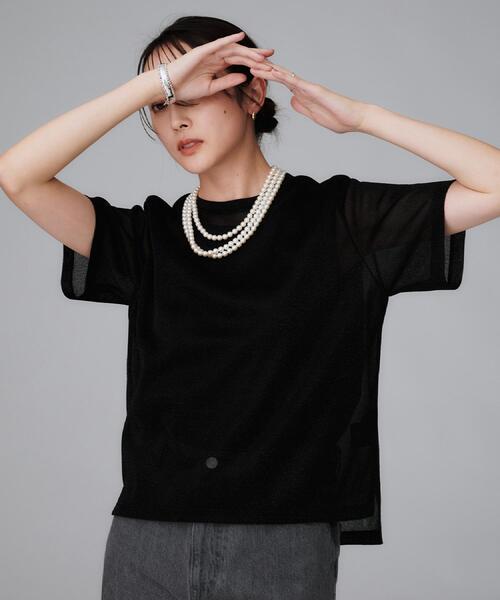 UNTITLED(アンタイトル)の「【洗える】ラメシアーTシャツ(Tシャツ/カットソー・レディース・ライトグレー/グレー/ブラック・48/44/04/02/00)」の16枚目の写真