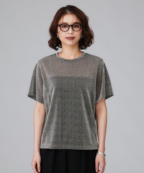 UNTITLED(アンタイトル)の「【洗える】ラメシアーTシャツ(Tシャツ/カットソー・レディース・ライトグレー/グレー/ブラック・48/44/04/02/00)」の10枚目の写真