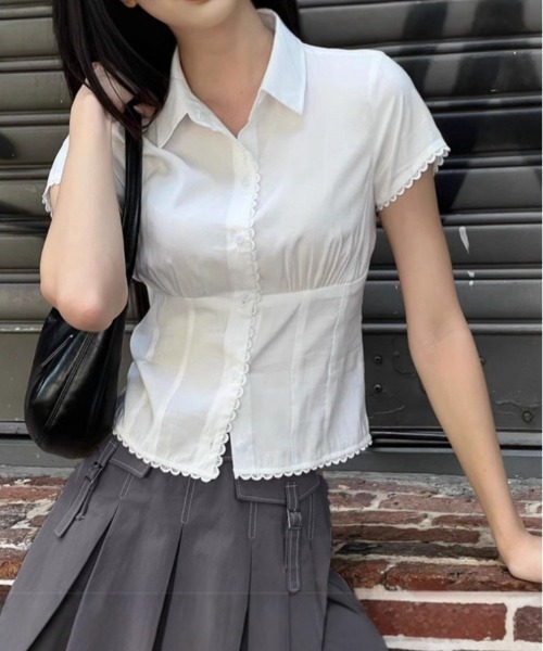 VIBGYOR(ヴィブジョー)の「【LAMPOON】コルセット風ブラウス(シャツ/ブラウス・レディース・ホワイト・LARGE/MEDIUM/SMALL)」の3枚目の写真
