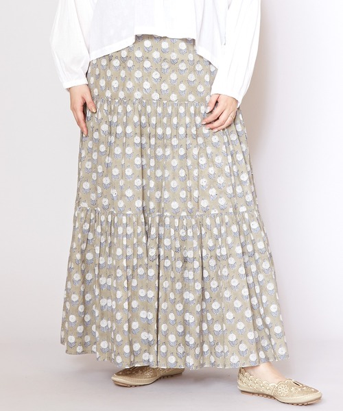 チャイハネ（チャイハネ）の「【チャイハネ】タニーシュブロックプリントスカート（スカート・レディース・ブラック/グレー/ホワイト/グリーン・FREE）」の3枚目の写真