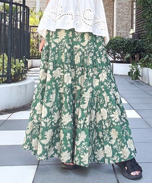 チャイハネ（チャイハネ）の「【チャイハネ】タニーシュブロックプリントスカート（スカート・レディース・ブラック/グレー/ホワイト/グリーン・FREE）」の4枚目の写真